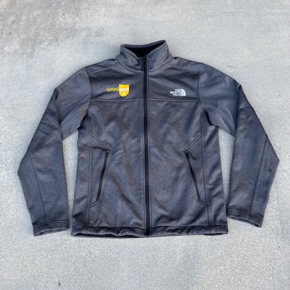 The North Face Mens Small Grey Full Zip Softshell Jacket Fleece